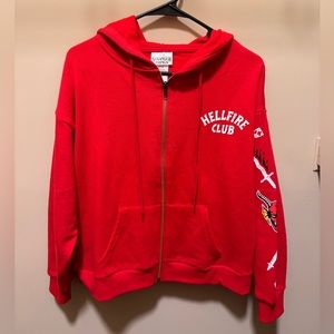 HellFire Club Stranger Things red zip up jacket